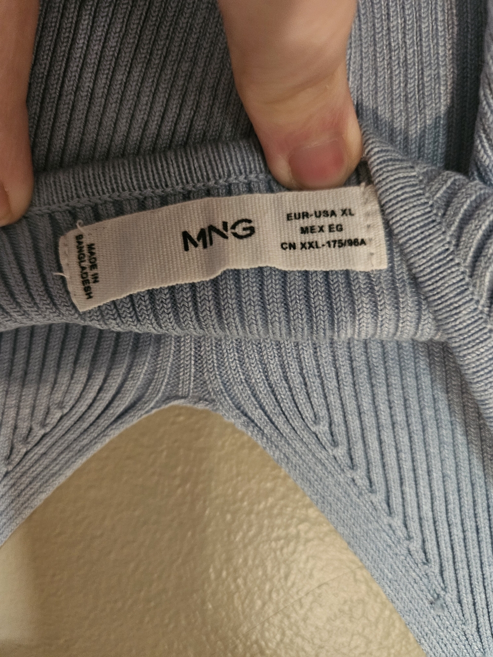 Mango Light Blue Ribbed V-Neck Tank - Picture 3 of 3